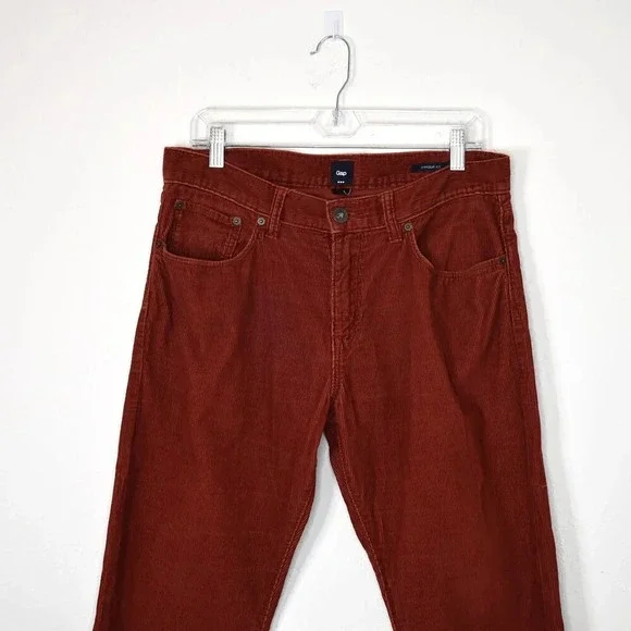 GAP Factory Mens Corduroy Pants Sz 32/30 Straight Fit 100% Cotton 5 Pocket Rust - Picture 2 of 16